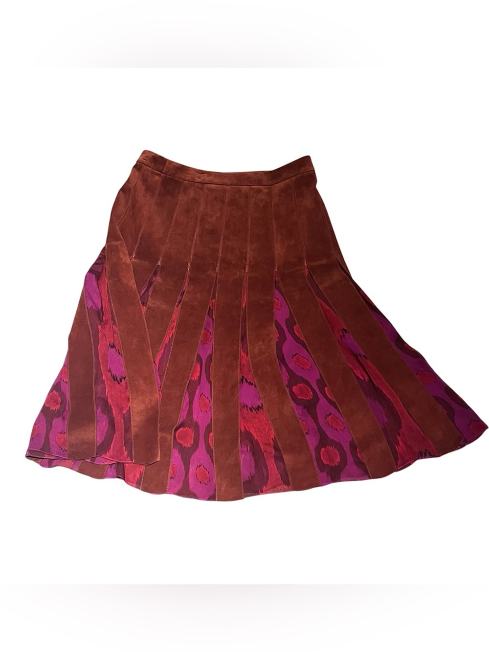 Women’s Paneled Suede & Printed Midi Skirt -
